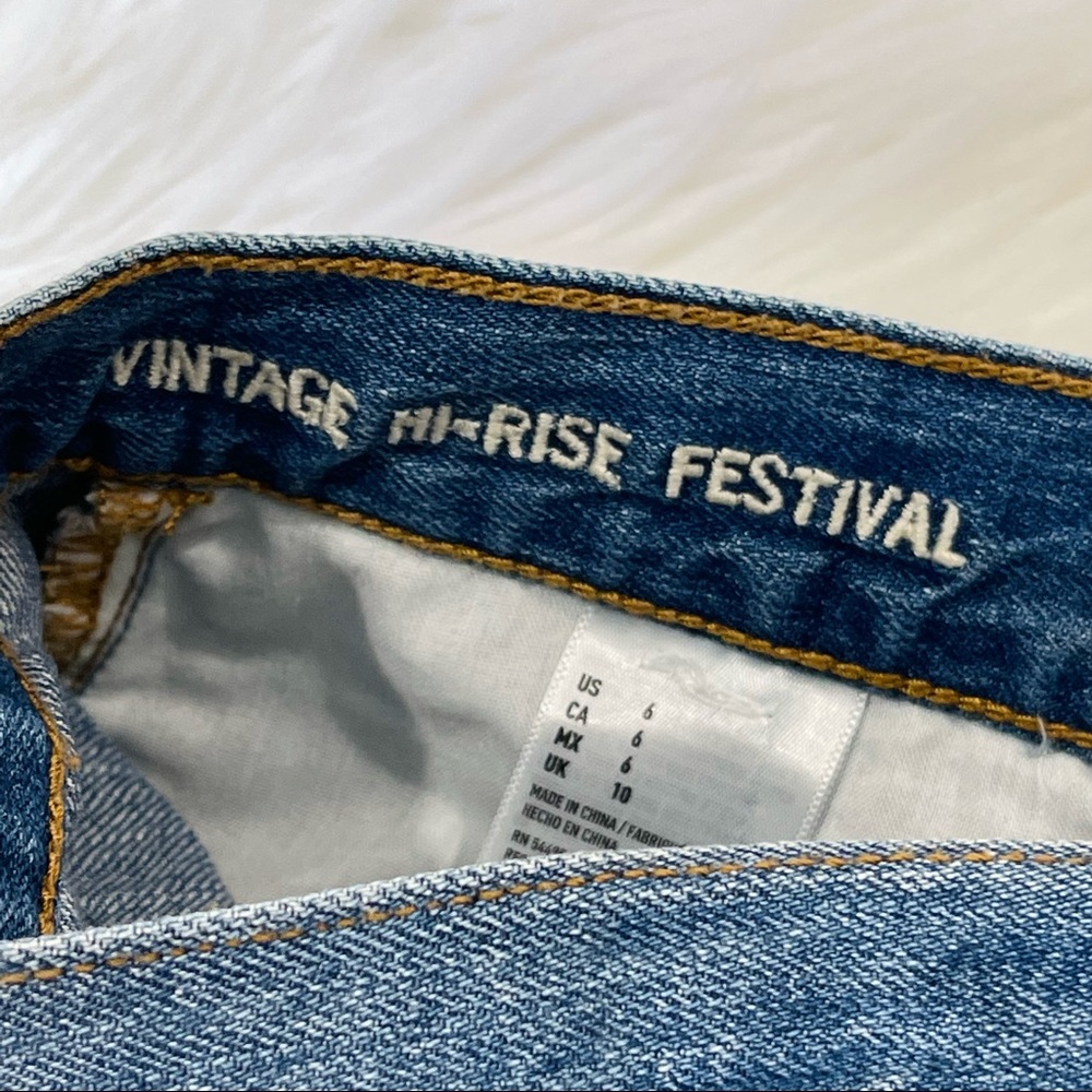 AMERICAN EAGLE OUTFITTERS FESTIVAL shorts VINTAGE HI-RISE blue denim shorts 6 - Picture 7 of 11